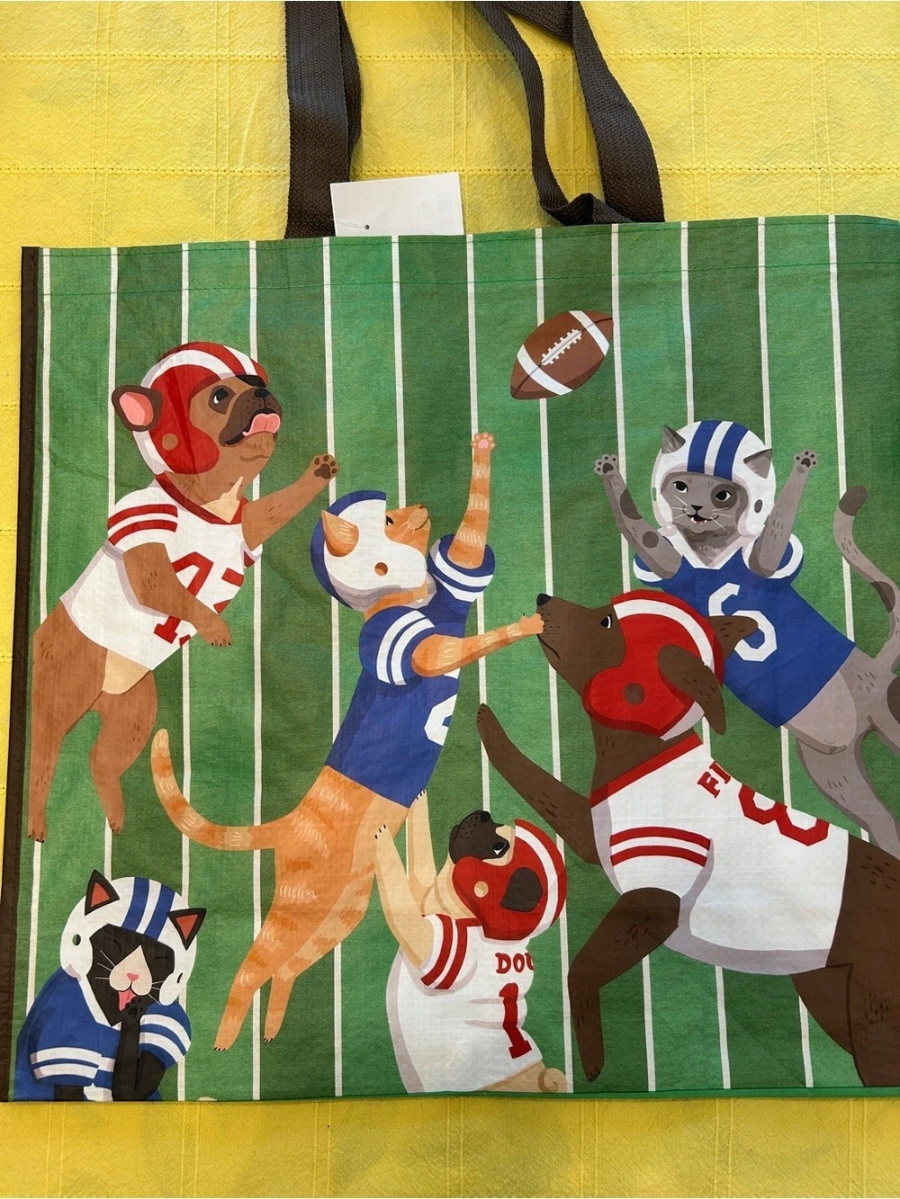 T.J. Maxx Reusable Shopping Tote Bag Dogs Playing Football Dogs Playing Football